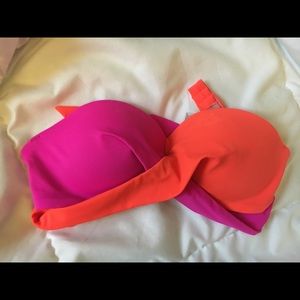 Hot pink and orange criss cross bikini top
